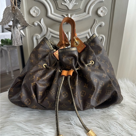 LOUIS VUITTON “IRENE” MONOGRAM, METALLIC TRIM, DRAWSTRING BAG, RARE - Picture 3 of 11